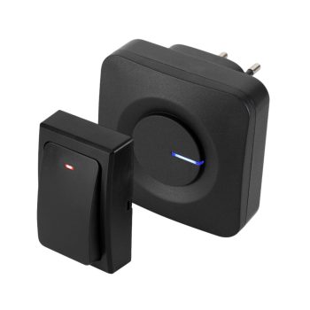   HOME DBK1001AC vezeték és elem nélküli csengő, 100m hatótáv, 36 dallam, szabályozható hangerő, fényjelzés, IP44, kinetikus nyomógomb