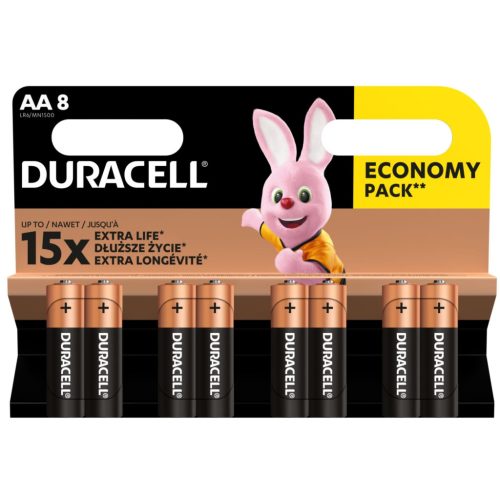 Duracell LR6 10PP110025 AA alkáli elem, 1,5 V feszültség, 8db/bliszter