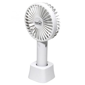   Home HF 9/WH kézi, tölthető ventilátor, 4 W, 10 cm-es lapátátmérő, 3 fokozat, 1200 mAh Li-ion akkumulátor, asztali tartó, fehér