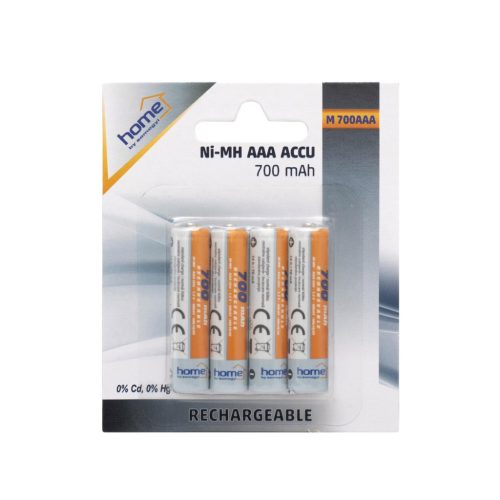 Home M 700AAA akkumulátor AAA, NiMH akkumulátor, mini ceruza, 1,2V 700 mAh kapacitás, 4 db/csomag