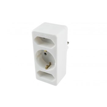   Home NV 13/WH hálózati elosztó, 3 aljzat, 1 védőérintkezős aljzat (max. 3500W), 2 EURO aljzat (max. 500W), fehér