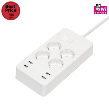   Home NV 4 WIFI smart elosztó, 1,5 m, H05VV-F 3G1,5 mm2 kábel, 4 földelt aljzat, 4 USB aljzat, max.3680W, Tuya alkalmazás kompatibilis, WiFi-s