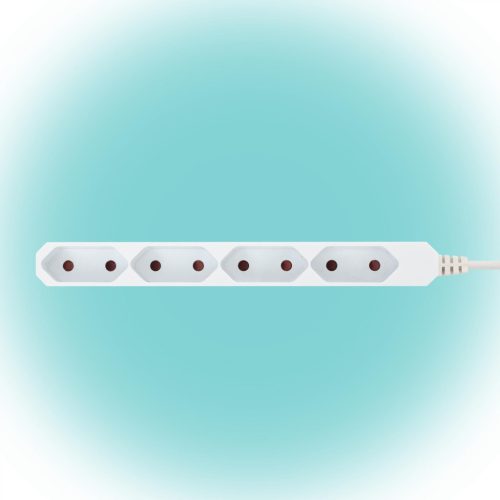 Home NV 4E-3/WH EURO hálózati elosztó, 3 m, H05VVH2-F 2 x 0,75 mm2, 4 védőérintkezős EURO aljzat, max. 2300 W, fehér