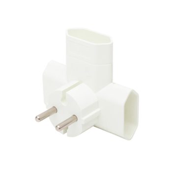   HOME TPF3E T elosztó, 3-as EURO aljzat, 250V~, max. 1850 W, 3x2,5A, fehér