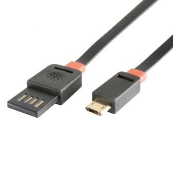   Home USBF 3 töltőkábel, 2 oldalú, fordítható, USB-A dugó, microUSB-B dugó, 3m, 2,1A, adatkábel
